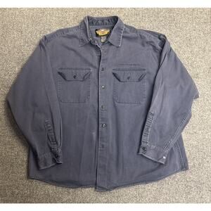 Vtg Harley Davidson Blue Denim Button Up Long Sleeve Cotton Shirt Men’s 2XL